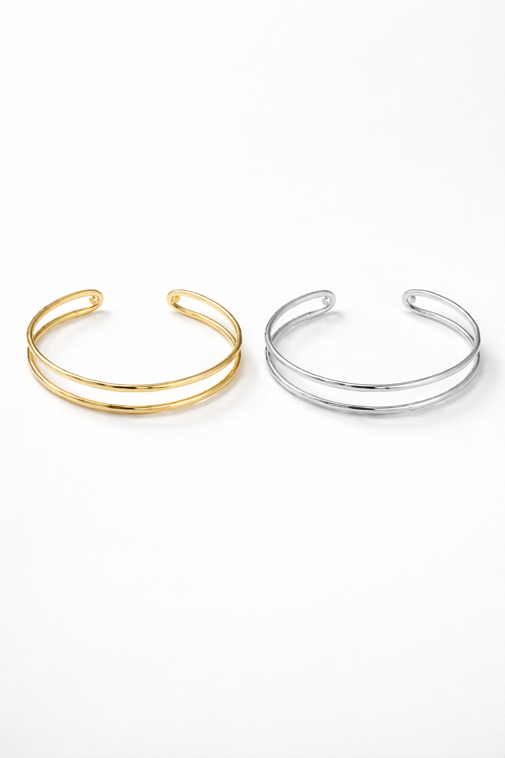 Elegant gold and silver cuff bracelets