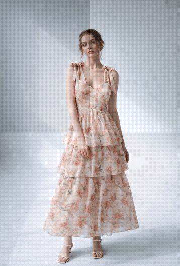 Pastel Corset Maxi Dress floral tiered maxi dress with sweetheart bodice and tie straps