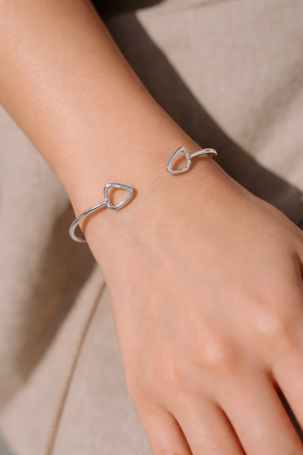triangle-geo-cuff-wrist-detail Triangle Geo Cuff silver open geometric cuff bracelet
