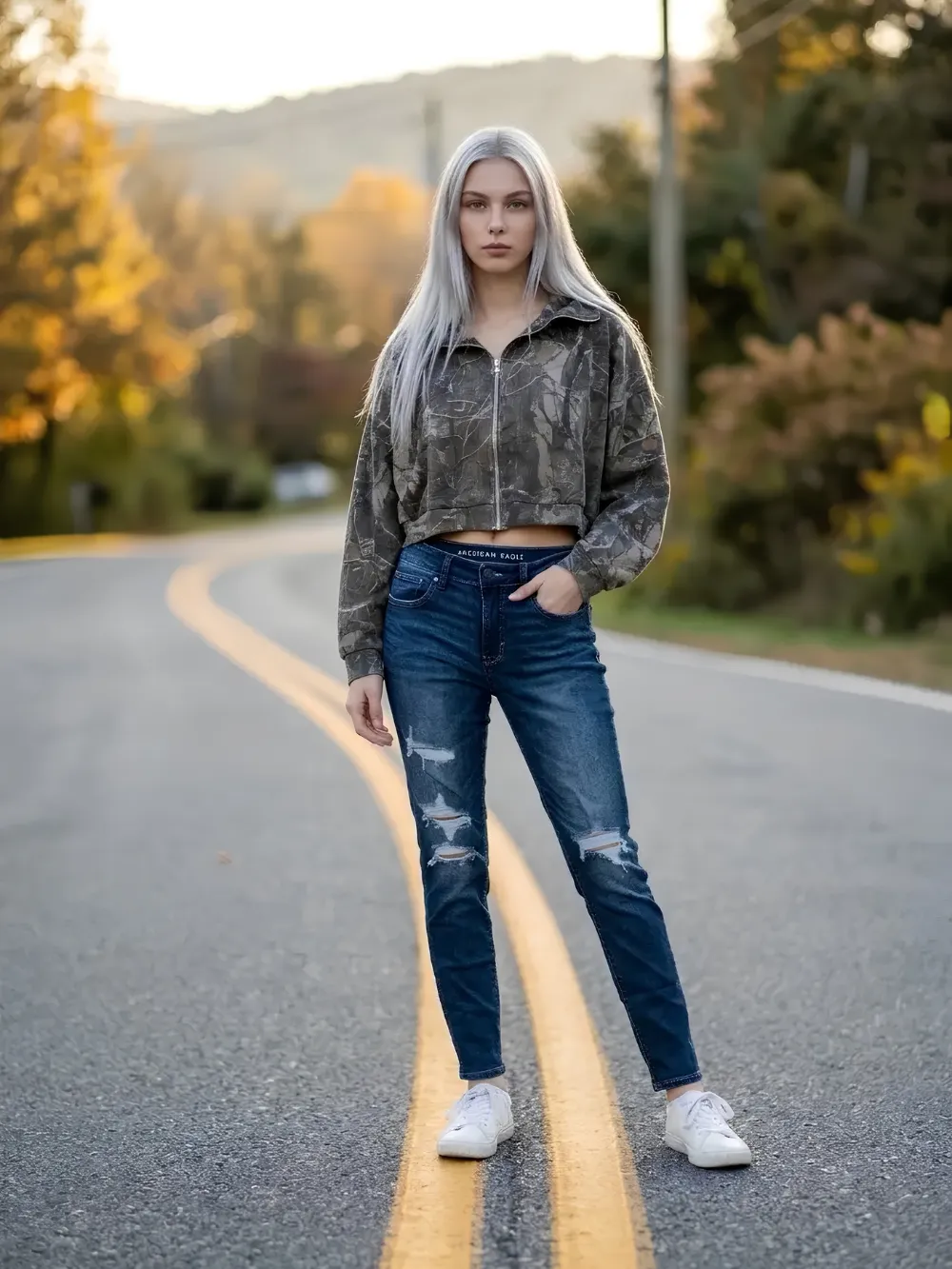 Camo Cropped Hoodie 1